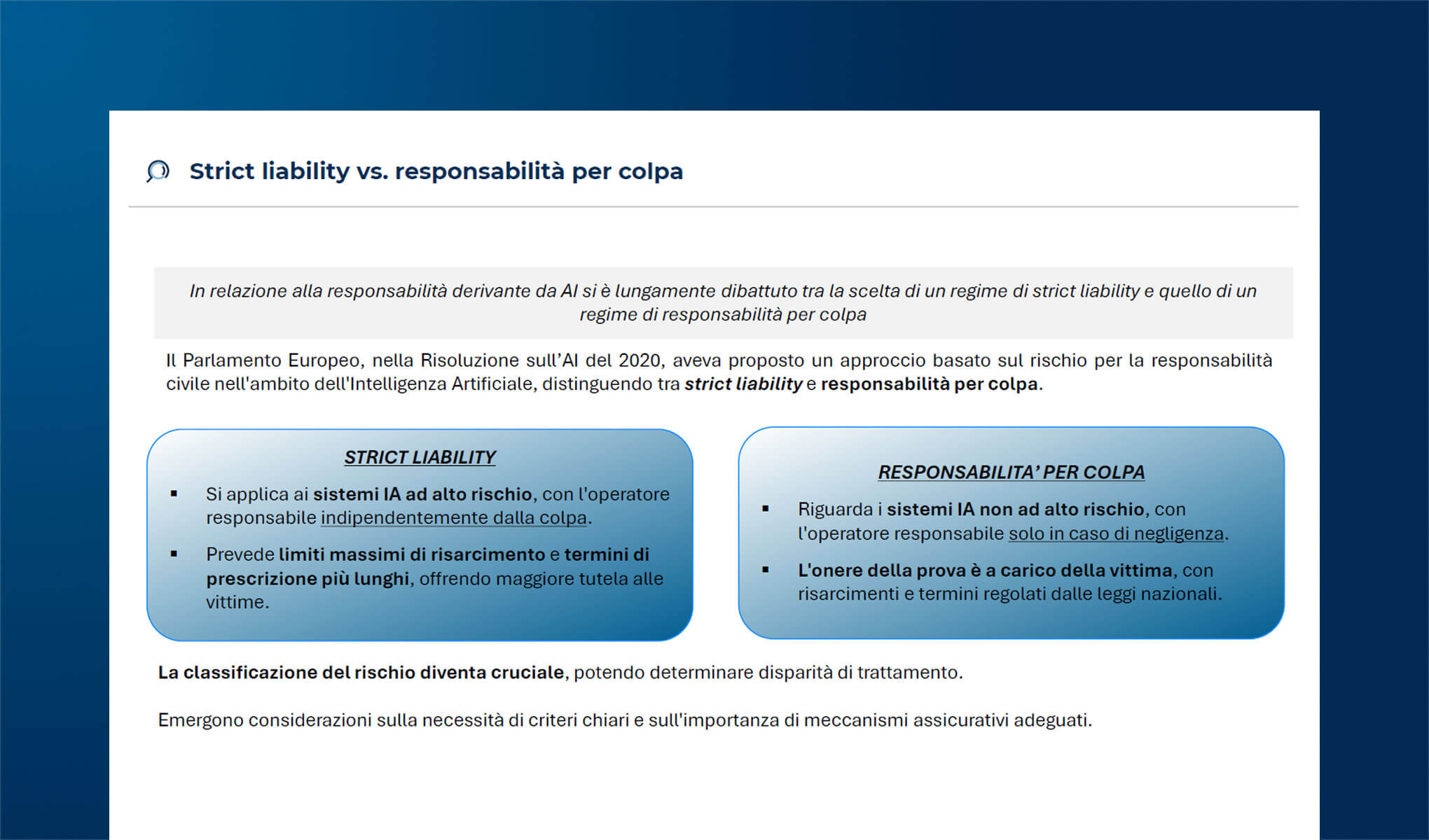 L'AI in azienda: responsabilità contrattuale ed extracontrattuale